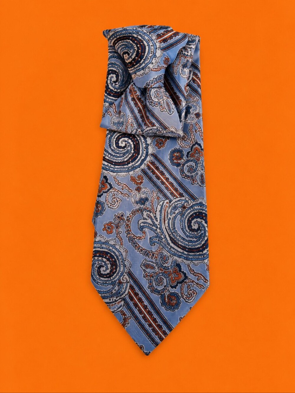 Vtg THE HOOKER 1960s Funky Blue Paisley Patterned Wide Clip-on Tie